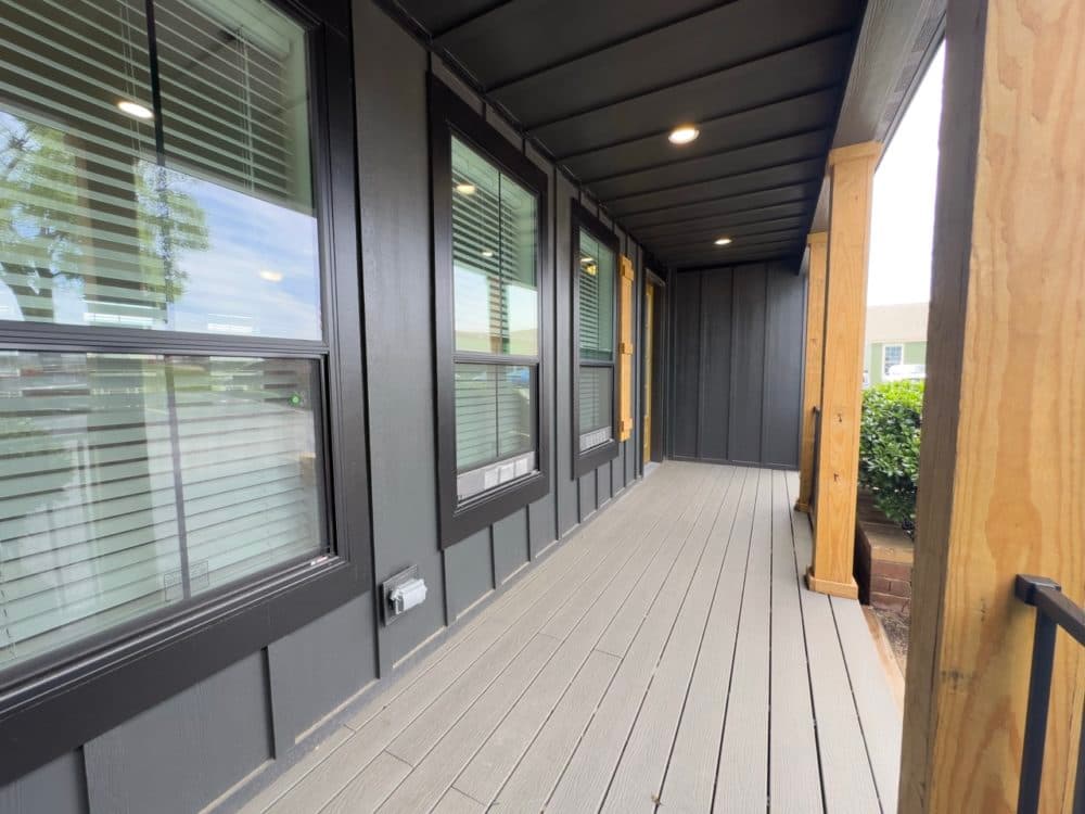 The riverwalk elevation and exterior home features