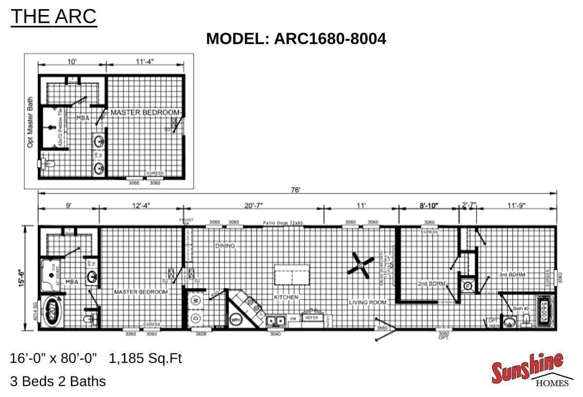 Sunshine 8004 floor plan home features